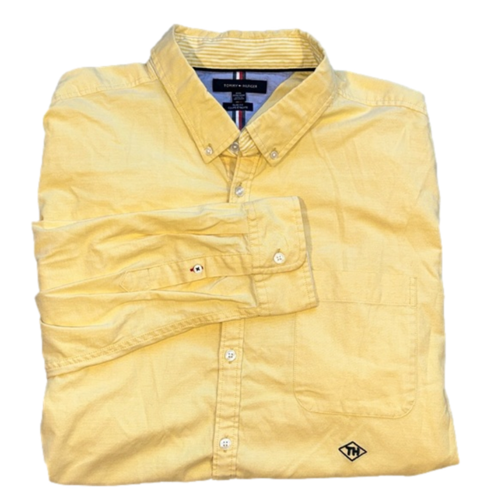 Tommy Hilfiger Yellow Slim Fit Long-Sleeve Casual Button-Down Shirt Size 3XL